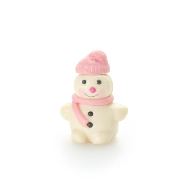 Marzipanfigur Schneemann mit rosa Mütze